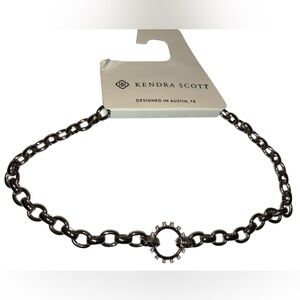 KENDRA SCOTT Silver Choker Crystal Spiked Pendant Heavy Chain Necklace NEW NWT